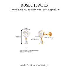Moissanite Floral Drop Earring for Helix Piercing
