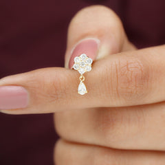 Moissanite Floral Drop Earring for Helix Piercing