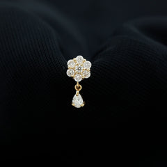 Moissanite Floral Drop Earring for Helix Piercing