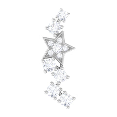 Moissanite Star Crawler Earring for Helix Piercing