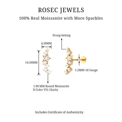 Moissanite Star Crawler Earring for Helix Piercing