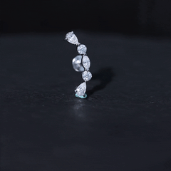 Certified Moissanite Curved Crawler Earring for Helix Piercing