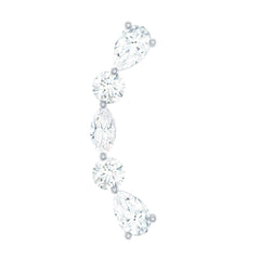 Certified Moissanite Curved Crawler Earring for Helix Piercing