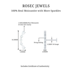 Certified Moissanite Curved Crawler Earring for Helix Piercing