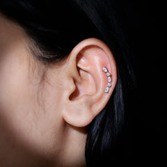 Certified Moissanite Curved Crawler Earring for Helix Piercing