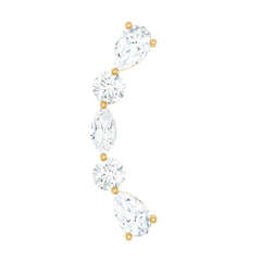 Certified Moissanite Curved Crawler Earring for Helix Piercing