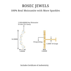 Certified Moissanite Curved Crawler Earring for Helix Piercing