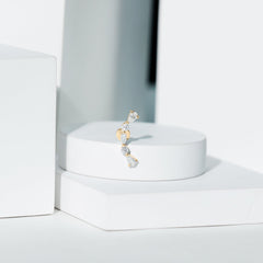 Certified Moissanite Curved Crawler Earring for Helix Piercing