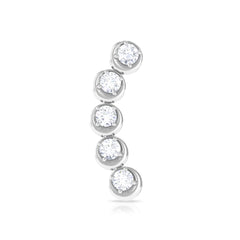 Round Moissanite Gold Crawler Earring for Helix Piercing