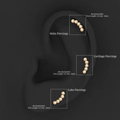 Round Moissanite Gold Crawler Earring for Helix Piercing