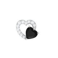 Black Onyx and Moissanite Heart Helix Earring in Gold