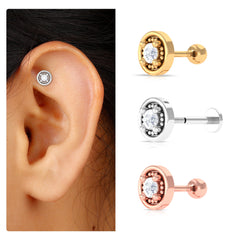 Elegant Moissanite Gold Circle Earring for Helix Piercing