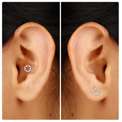 Unique Real Diamond Gold Star Earring for Cartilage Piercing