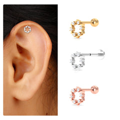 Unique Real Diamond Gold Star Earring for Cartilage Piercing