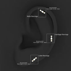 Natural Three Diamond Cartilage Earring with Flat Back