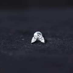 Marquise Cut Moissanite Two Stone Leaf Helix Earring