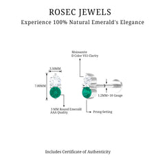 Dainty Emerald and Moissanite Two Stone Tragus Earring