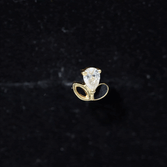 Pear Cut Moissanite Cartilage Earring with Black Enamel