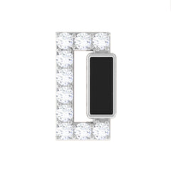 Diamond Gold Bar Tragus Earring with Black Enamel