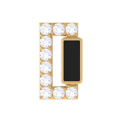 Diamond Gold Bar Tragus Earring with Black Enamel