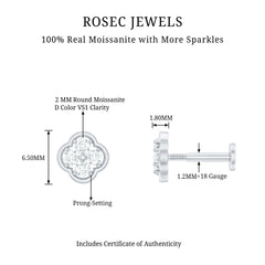 Moissanite Cluster Clover Earring for Helix Piercing