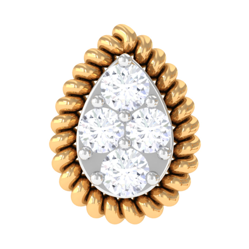 Real Diamond Teardrop Helix Earring with Twisted Rope Frame