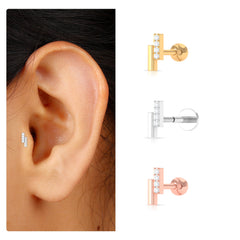 Minimalist Diamond Bar Gold Tragus Earring