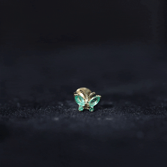 Natural Emerald Butterfly Earring for Cartilage Piercing