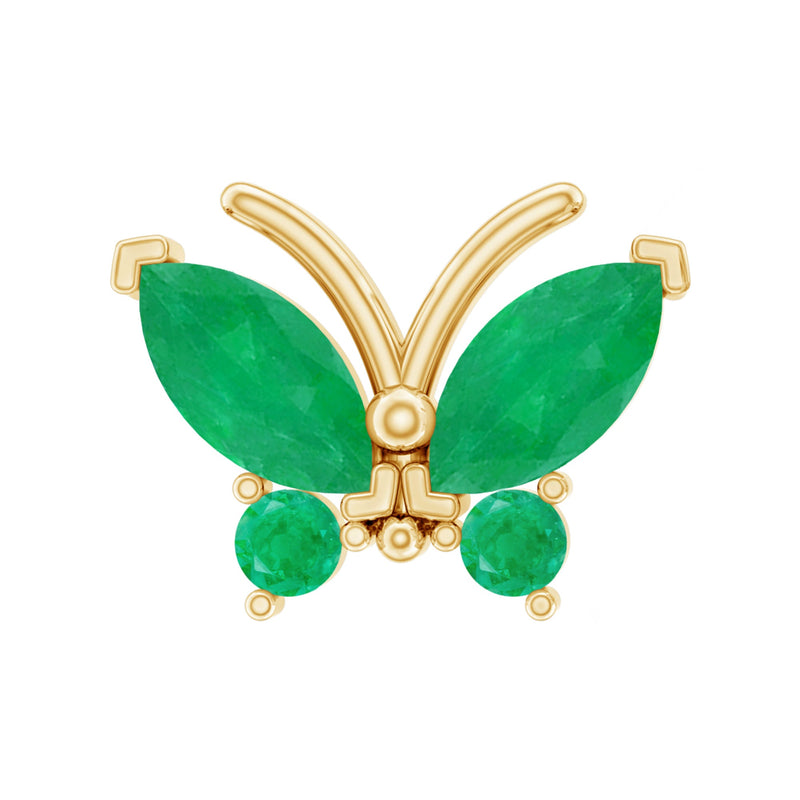 Natural Emerald Butterfly Earring for Cartilage Piercing