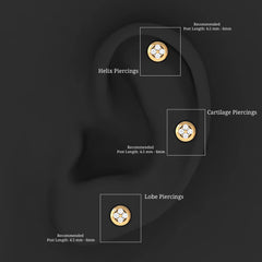 Moissanite Circle Second Hole Earring in Gold