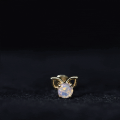 Round Ethiopian Opal Cute Cat Cartilage Earring
