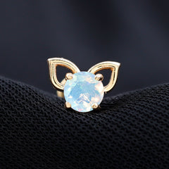Round Ethiopian Opal Cute Cat Cartilage Earring
