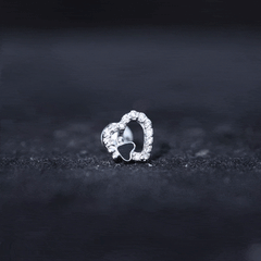 Certified Moissanite Paw and Heart Cartilage Earring with Enamel