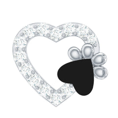 Certified Moissanite Paw and Heart Cartilage Earring with Enamel