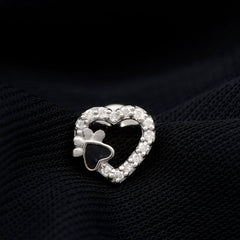Certified Moissanite Paw and Heart Cartilage Earring with Enamel