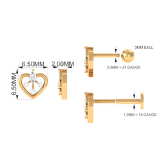 Adorable Diamond Gold Heart Earring for Cartilage Piercing
