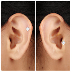 Princess Cut Moissanite Tragus Earring in Gold