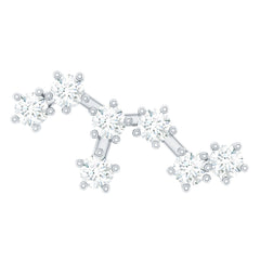 Certified Moissanite Leo Zodiac Ear Climber Earring