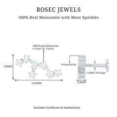 Certified Moissanite Leo Zodiac Ear Climber Earring