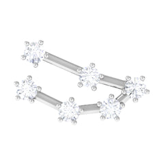 Certified Moissanite Capricorn Zodiac Ear Crawler Earring