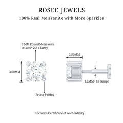 Dainty Moissanite Solitaire Conch Earring