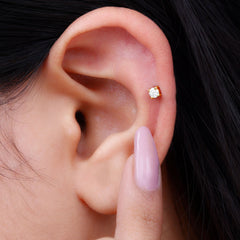 Dainty Moissanite Solitaire Conch Earring