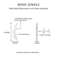Certified Moissanite Cluster Crawler Earring For Her