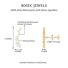 Certified Moissanite Cluster Crawler Earring For Her