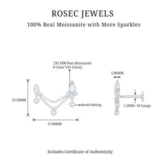 Certified Moissanite Double Chain Earring for Helix Piercing