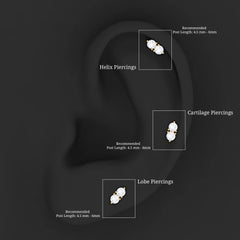 Minimalist Moissanite 2 Stone Earring for Tragus Piercing