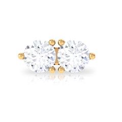 Minimalist Moissanite 2 Stone Earring for Tragus Piercing