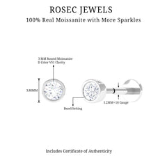 Dainty Moissanite Conch Cartilage Earring in Bezel Setting