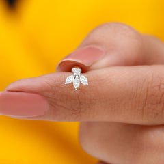 Certified Moissanite Leaf Piercing Earring