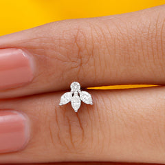 Certified Moissanite Leaf Piercing Earring